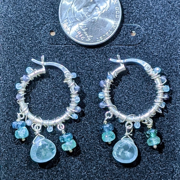 Blue Tourmaline (Indicolite) Hoop Earrings